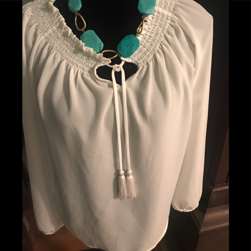 Chico’s white silk blouse; size 1; Medium